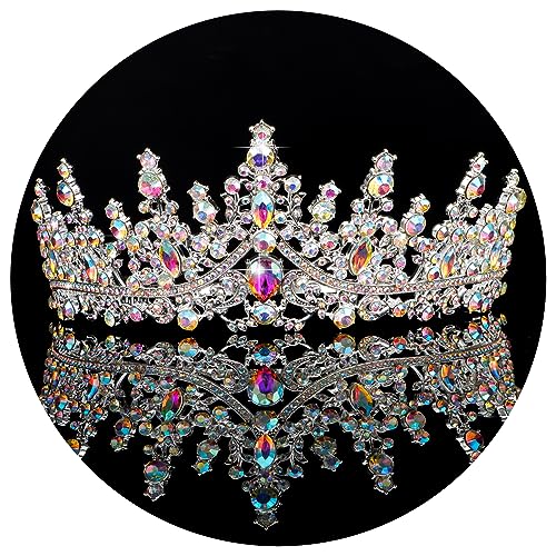 TOBATOBA AB Silver Tiaras and Crowns for Women Crystal Wedding Tiara for Bride Rhinestone Princess Tiara Queen Crown Halloween Costume Women Headpieces for Birthday Valentine Halloween Prom Pageant