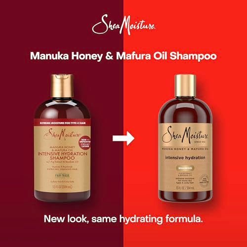 Shea Moisture Intensive Hydration Shampoo for Dry, Damaged Hair Manuka Honey and Mafura Oil Sulfate-Free 13 oz