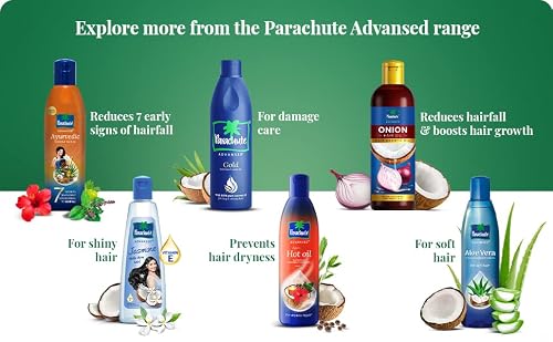 Parachute Advansed Aloe Vera Enriched Coconut Hair Oil | For Strong, Soft & Silky Hair| Deep Nourishment & Conditioning| All hair Types| 8.4 Fl.oz., Indian Hair Oil
