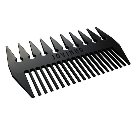 Jovinno Hair Styling Metal Hair & Beard Comb Premium Quality Luxury Dual-Sided Wide + Fine Tooth Designed To Promote A Unique Hair Contour … (Black Metal)