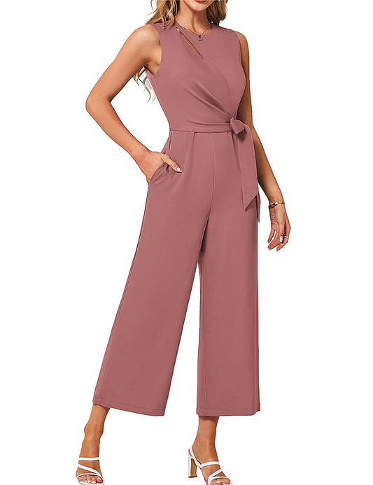 JASAMBAC One Piece Sexy Jumpsuits Wide Leg Casual Petite Formal Work Romper Elegant Curvy Women Airport Teacher Outfits Overalls