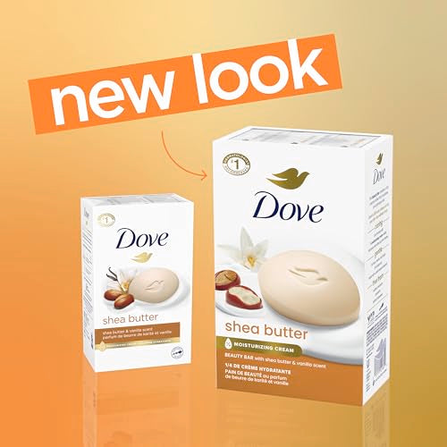 Dove Shea Butter Beauty Bar Soap 8 Count, Nourishing Cleanser, 3.75 oz