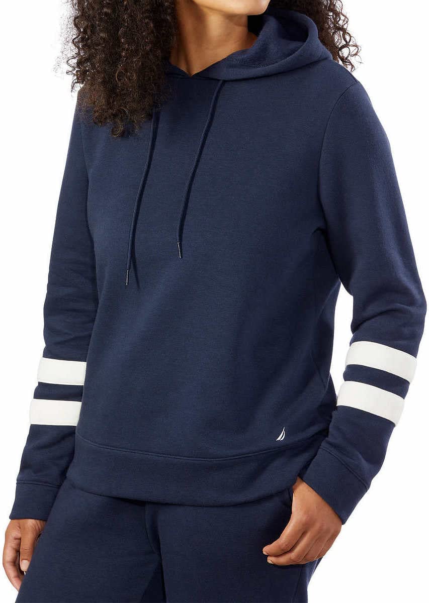 Nautica Womens Lightweight Pullover Sweatshirt Hoodie (X-Small, Navy)