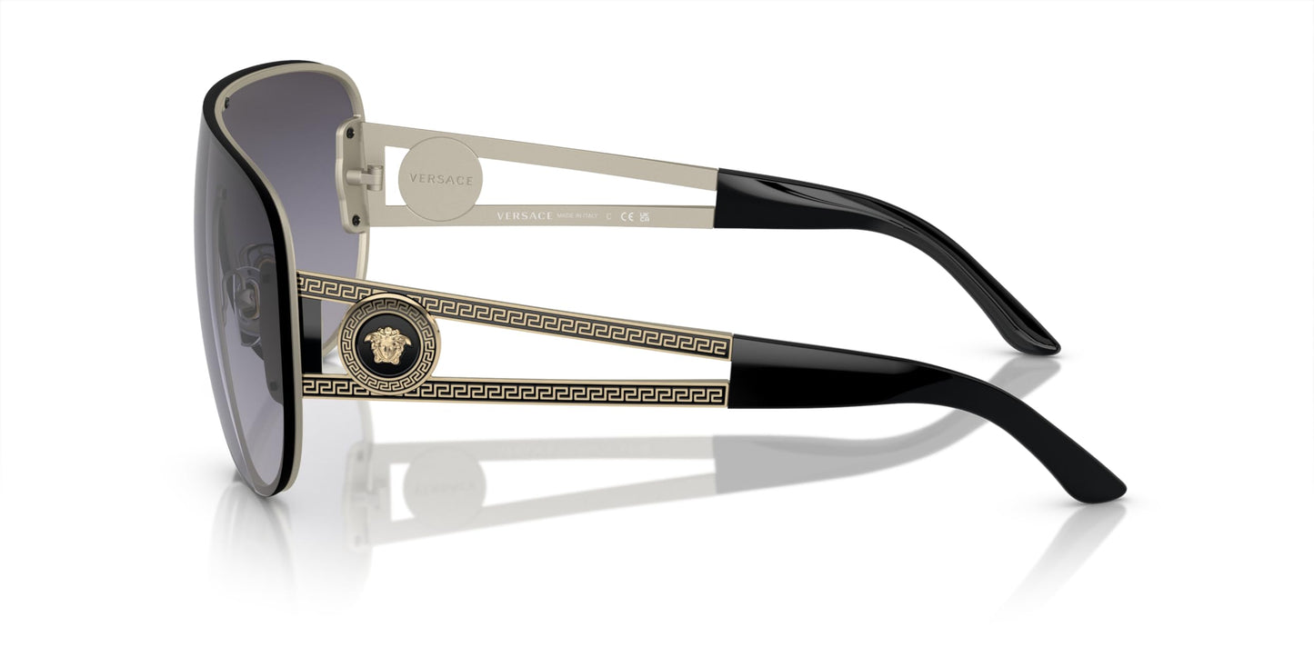 Versace Woman Sunglasses Pale Gold Frame, Light Grey Gradient Dark Blue Lenses, 0MM