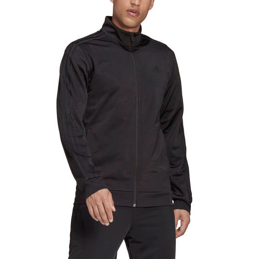 adidas Men's Warm-up Tricot Regular 3-stripes Track Jacket Black/Black Large