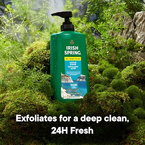 Irish Spring Active Scrub Body Wash for Men, Cool Fresh Scent, 887 mL
