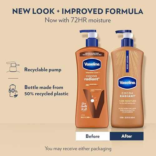 Vaseline Cocoa Radiant Body Lotion for Dry Skin + Cocoa Butter 20.3oz 3ct
