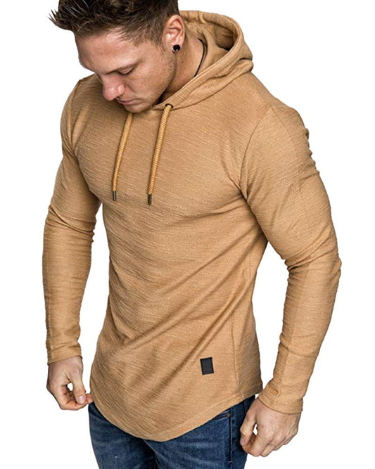 Lexiart Mens Fashion Athletic Hoodies Sport Sweatshirt Solid Color Fleece Pullover Khaki L