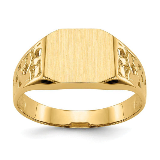 Solid 14k Yellow Gold Men's Engravable Monogram Signet Ring Band Size 9