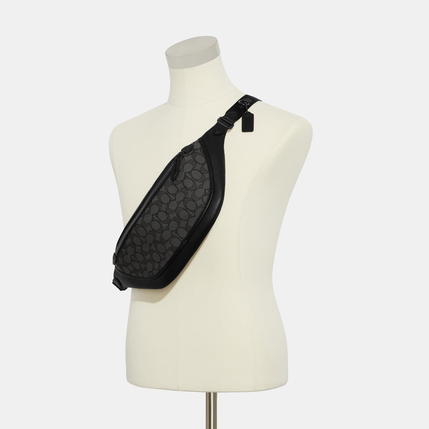 Coach League Belt Bag in Signature Jacquard, Charcoal/Black