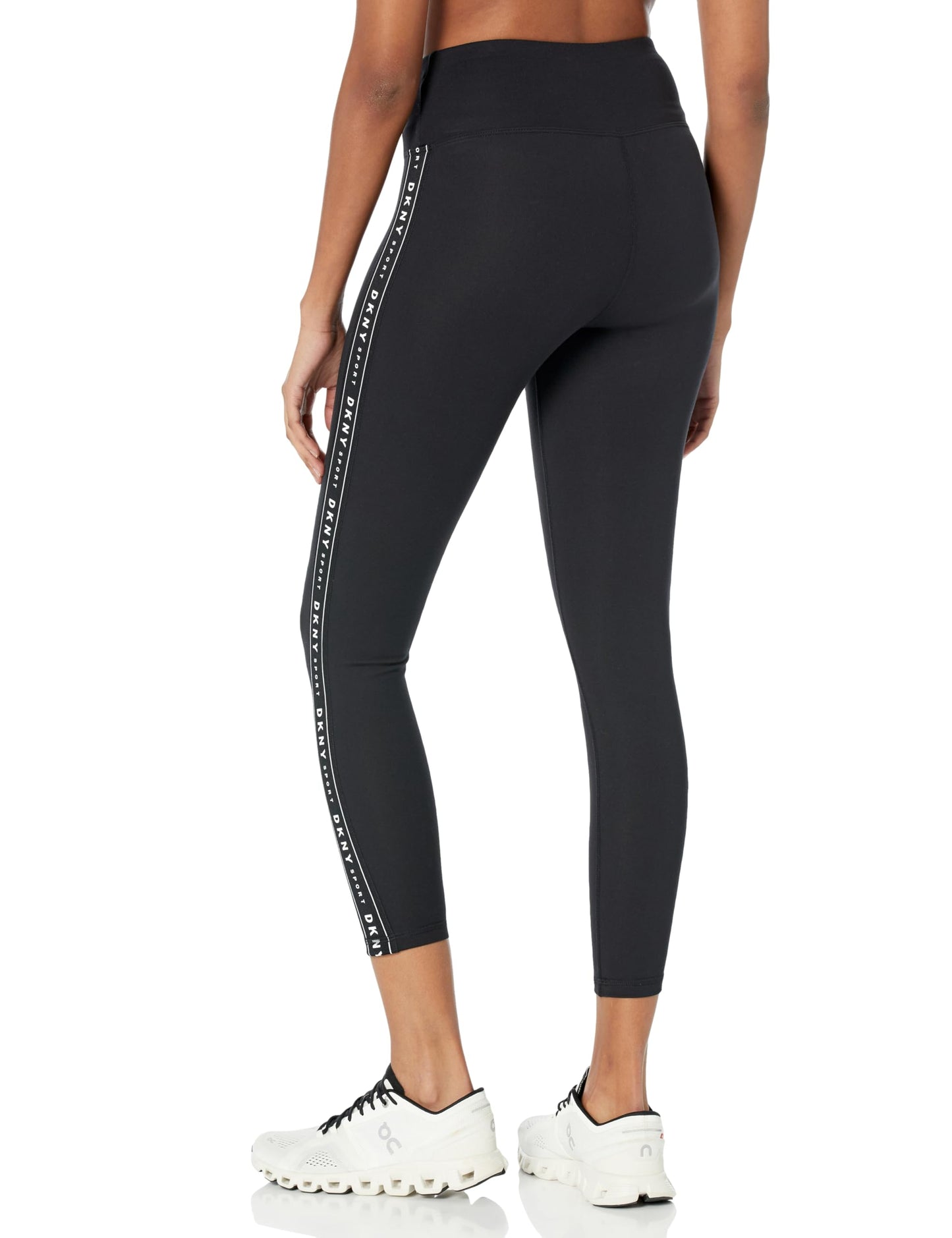 DKNY Women's Hw 7/8 Legging Logo Taping, Black/Black