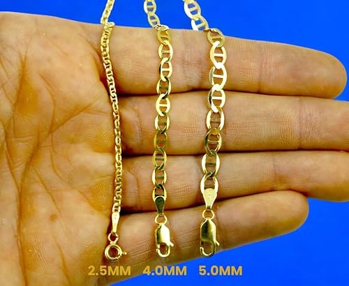 14K Yellow Gold SOLID Anchor Mariner Necklace Bracelet Chain Link Men Women Jewelry 6.4g | 6mm | 8 Inches | MADE IN ITALY