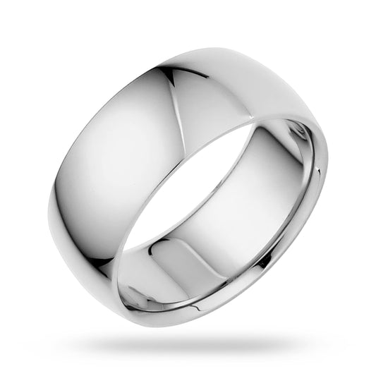 EWB Signature Jewelry Classic 8mm Solid Gold Wedding Band in 14K White Gold, Comfort Fit, Finger Size 13