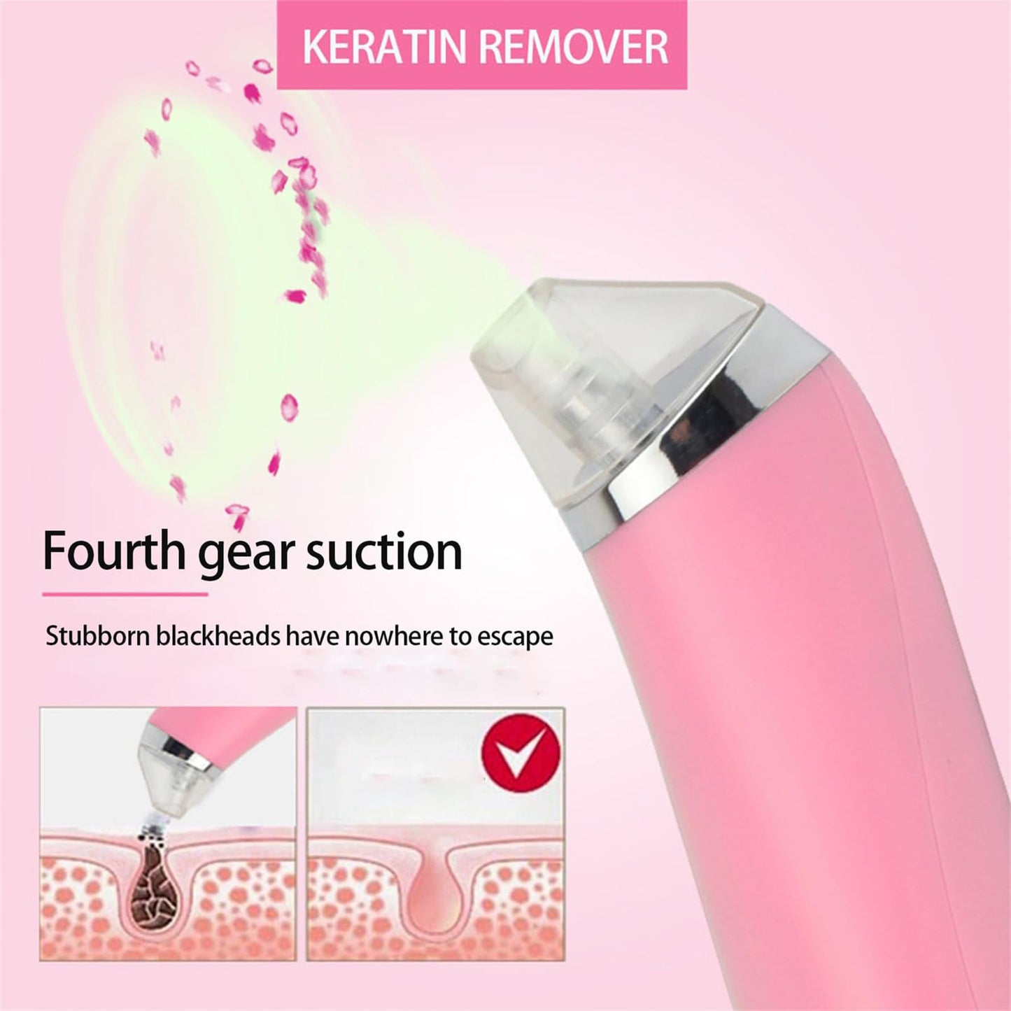 Keratin Remover, Blackhead Remover Pore Vacuum - Electric Face Vacuum Pore Cleaner Acne White Heads Removal with 3 Modes and 4 Suction Heads, Extractions Tool (White)