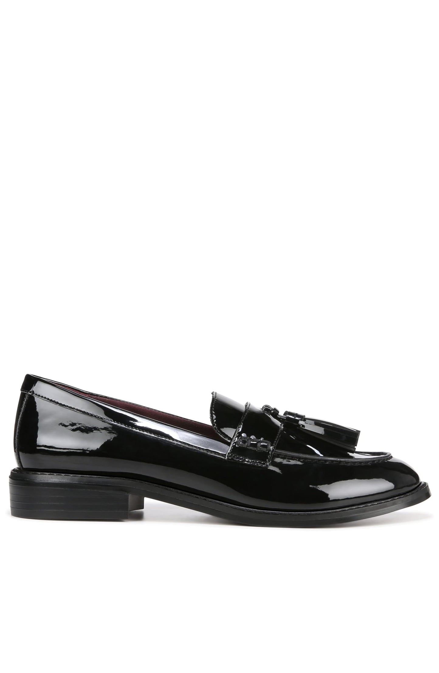 Franco Sarto Womens Carolynn Slip On Tassel Loafers Black Patent 9 W