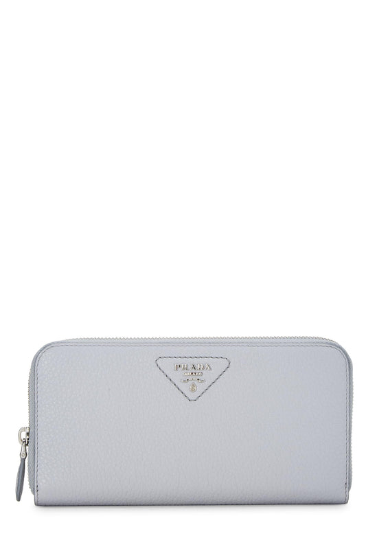 Prada, Pre-Loved Blue Vitello Daino Continental Wallet, Blue