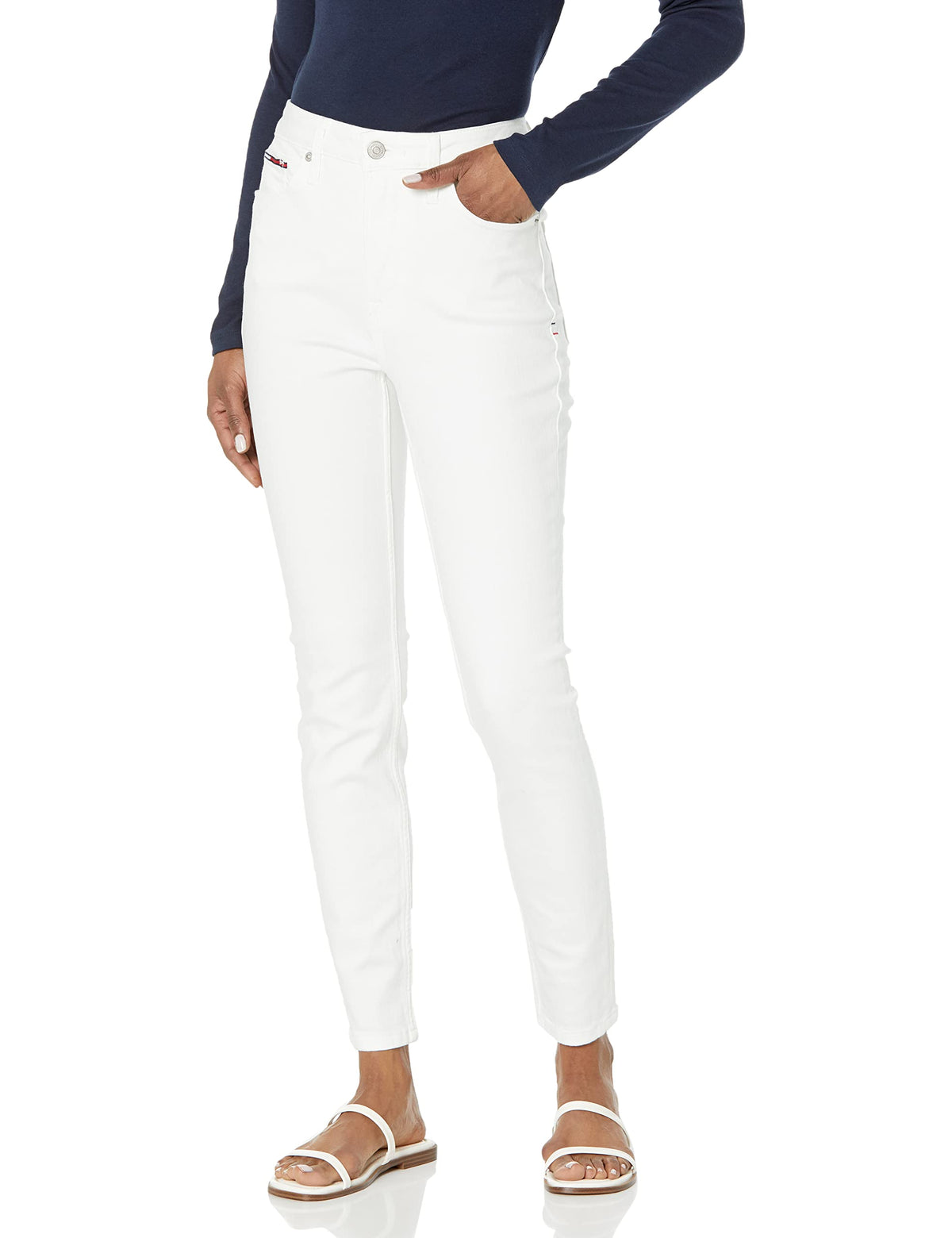 Tommy Hilfiger Womens High Rise Ankle Length Skinny Jeans, White Rinse Wash, 25 US