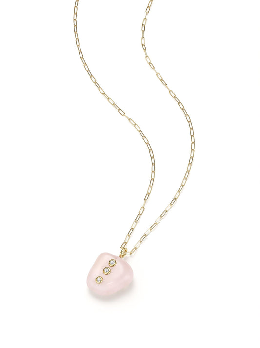 Starburst Rose Quartz Necklace, OS, Gold Vermeil