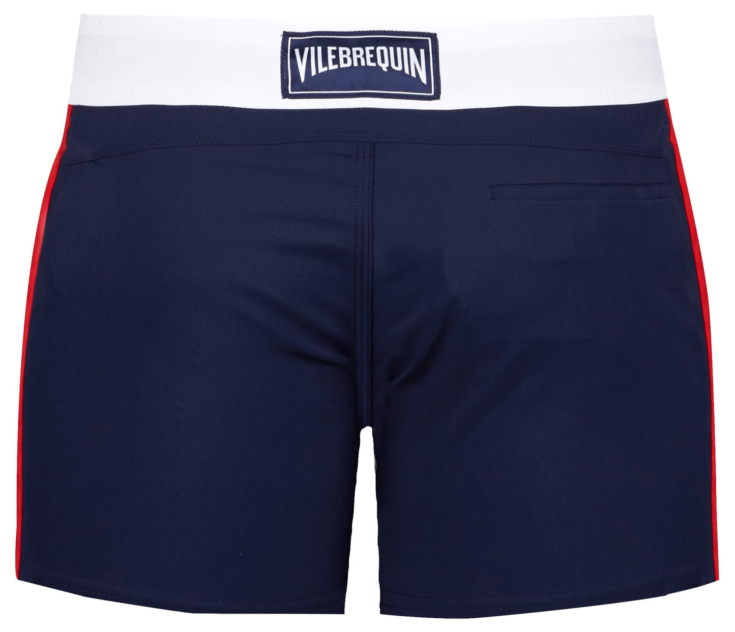 Vilebrequin Men Stretch Swim Trunks Flat Belt, L, Navy Blue