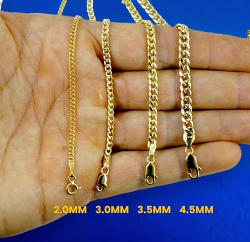 10K Yellow Gold Miami Cuban Necklace Bracelet Chain Men Women Jewelry 1.1g | 2mm | 7 Inches | MADE IN ITALY