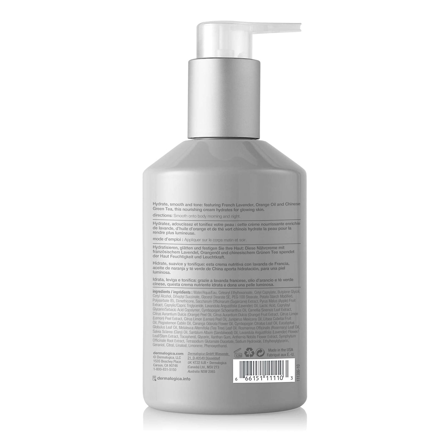 Dermalogica Body Hydrating Cream, Body Lotion with Green Tea and Lemon Oil - Gently Tones and Hydrates Skin To Relieve Dryness, 10 Fl Oz