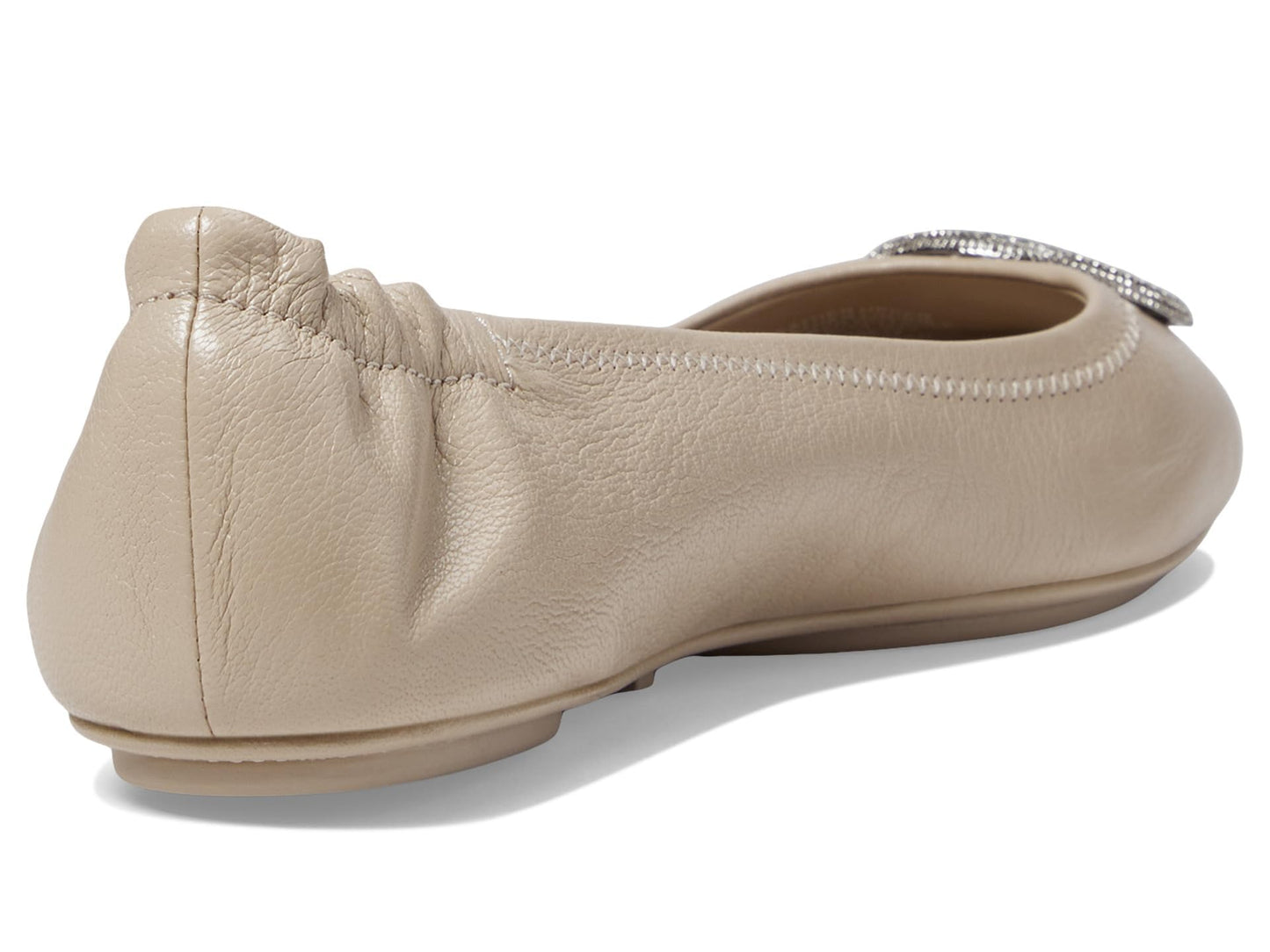 Tory Burch Women's Minnie Travel Ballet Pave Flat, Stone Gray/Silver, 9