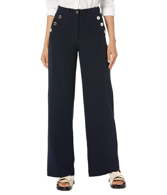 Tommy Hilfiger Women's Wide Leg Sailor Pant, Midnight, 14