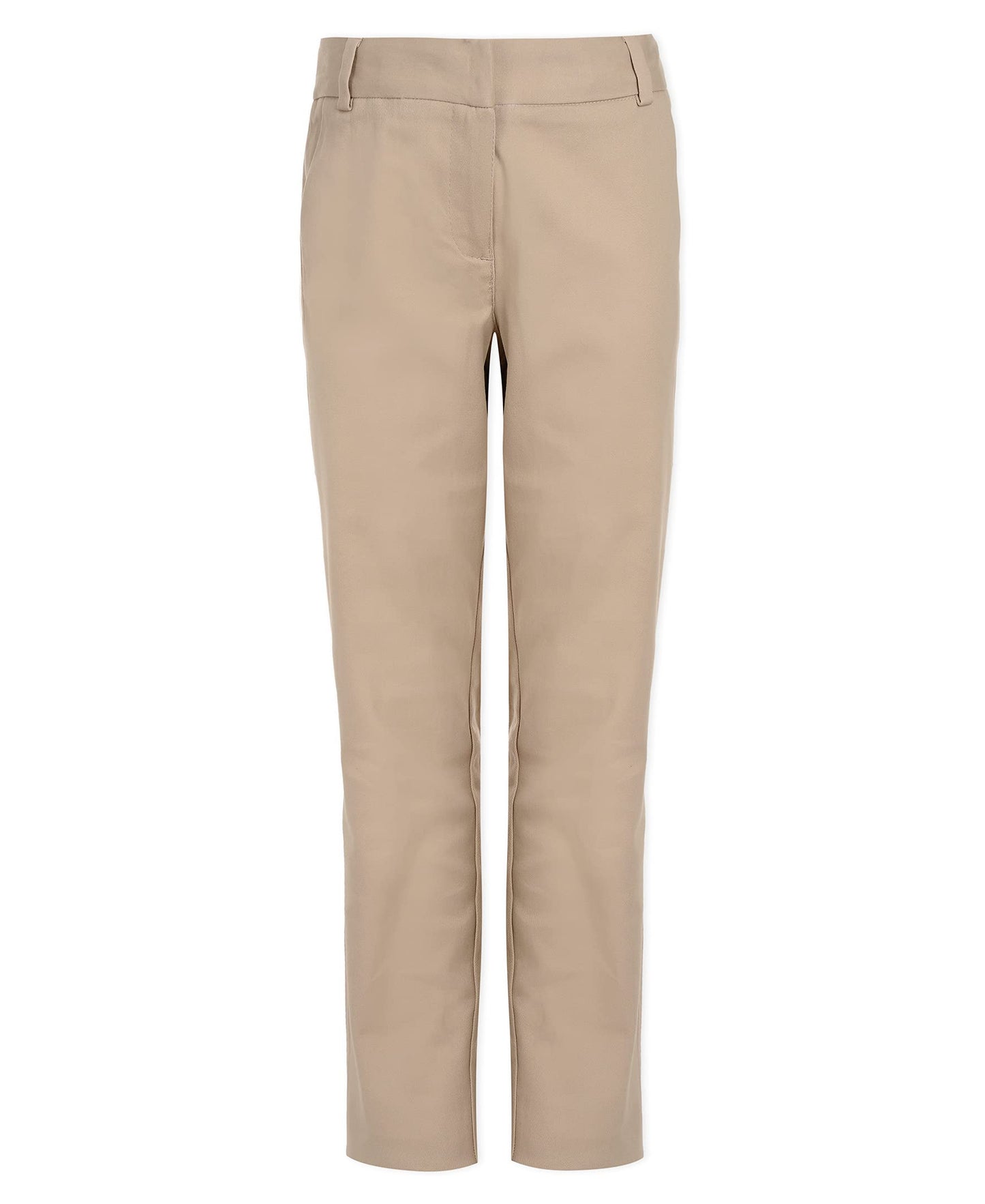 Nautica Big Girls' Uniform Straight Leg Stretch Twill Pants, Khaki, 14