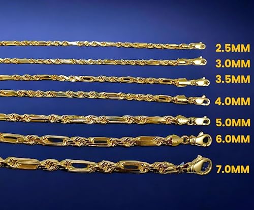 14K Yellow Gold SOLID Milano Figaro Rope Necklace Bracelet Chain Men Women Jewelry 7.5g | 2.5mm | 16 Inches | MADE IN ITALY