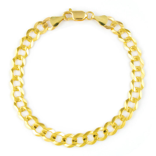 Nuragold 14k Yellow Gold 7mm Solid Cuban Curb Link Chain Bracelet, Mens Jewelry 7" 7.5" 8" 8.5" 9"