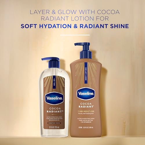 Vaseline Cocoa Radiant Body Gel Oil for Glowing Skin with Cocoa Butter 12oz