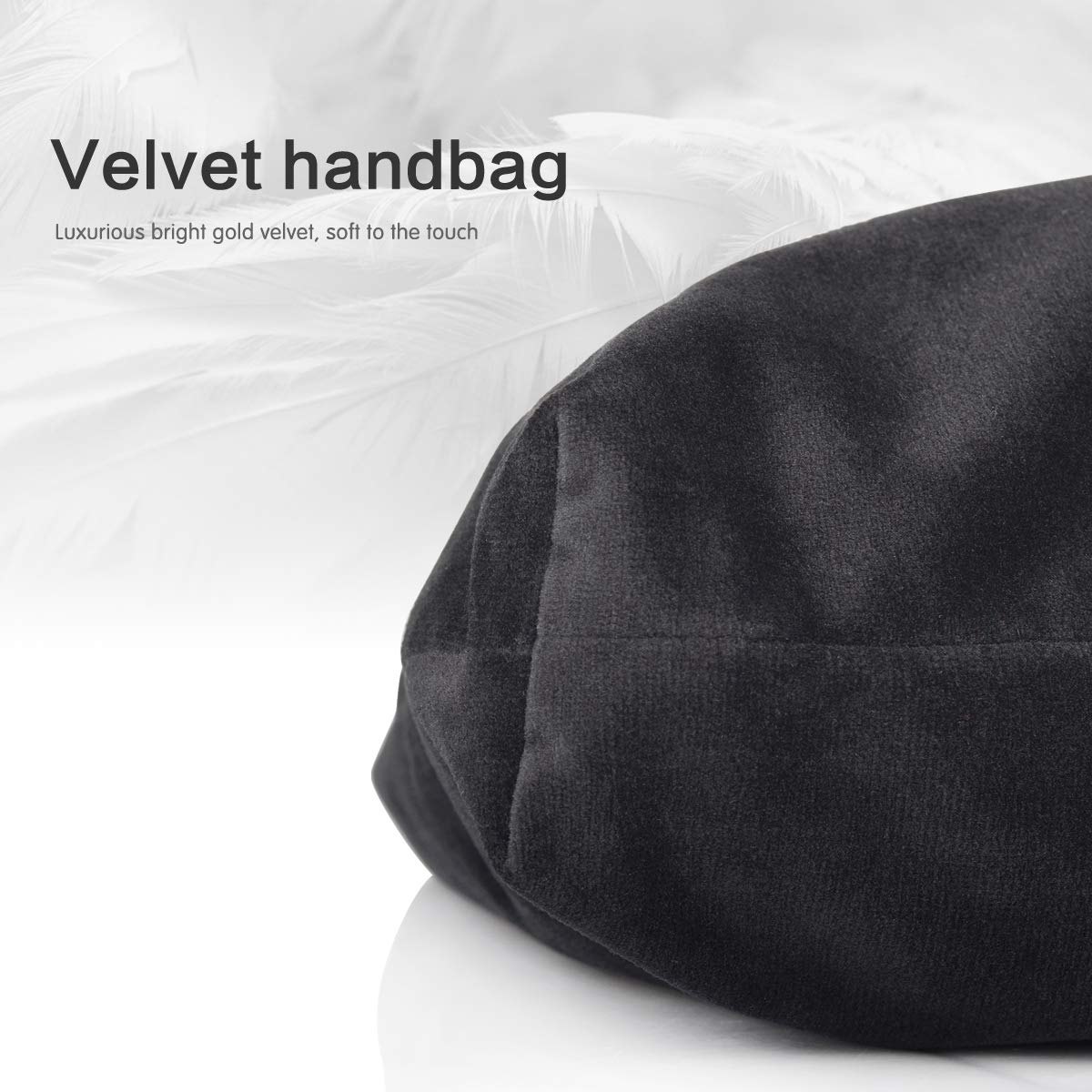 XMRS Women Luxury Velvet Evening Bag Knot Closure Wrist Bag Portable Cosmetic Organizer Pouch (Black)