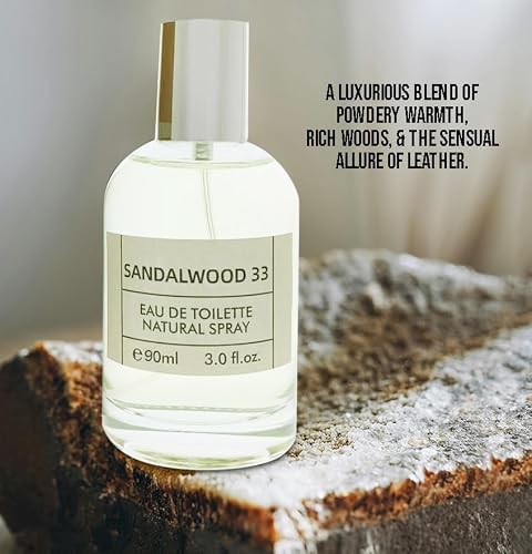Sandal Wood 33 Spray Perfume for Men and Women – Unisex Eau de Toilette Woody Spicy Leather Scent 90ml/3.0 fl.oz