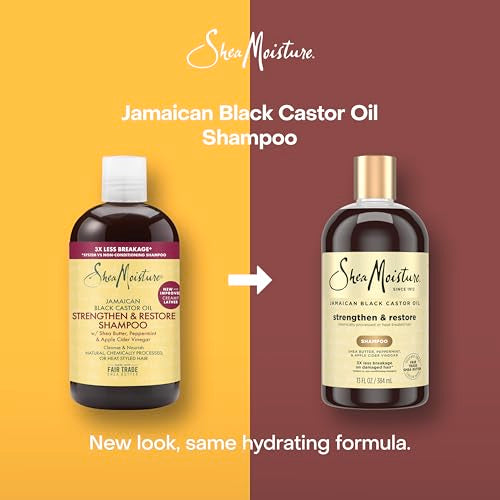 Shea Moisture Strengthen and Restore Shampoo for Damaged Hair 100% Pure Jamaican Black Castor Oil Cleanse and Nourish 13 oz