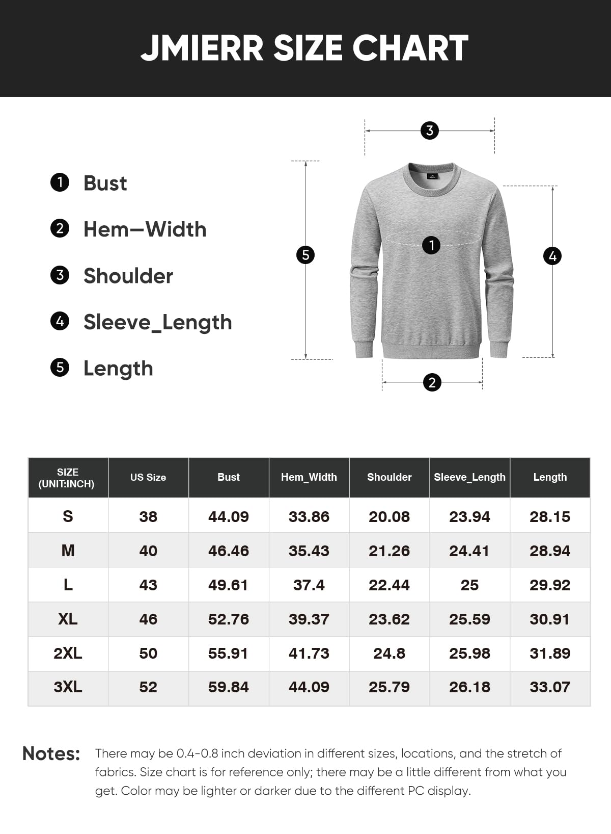 JMIERR Men's Sweatshirt Crewneck Pullover Sweatshirt Men Fall Winter Long Sleeve Midweight Casual Tops, US43(L), Purple