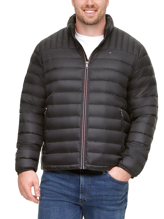 Tommy Hilfiger mens Ultra Loft Lightweight Packable Puffer Jacket (Standard and Big & Tall) Down Alternative Coat, Black, Small US