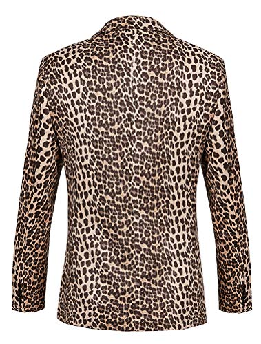 THWEI Mens Blazer Hipster Leopard Print Tuxedo Luxury Notched Lapel Slim Fit Stylish Sport Coats Jacket