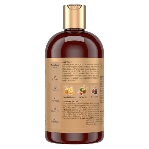 Shea Moisture Intensive Hydration Shampoo for Dry, Damaged Hair Manuka Honey and Mafura Oil Sulfate-Free 13 oz