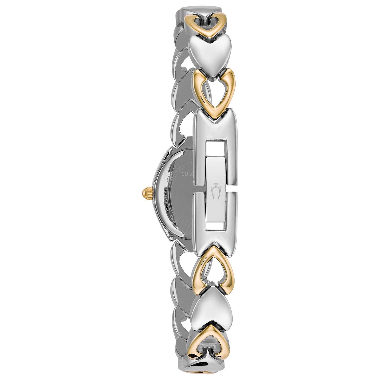 Bulova Ladies' Classic Two-Tone Stainless Steel 3-Hand Quartz, White Patterned Dial Style: 98V02