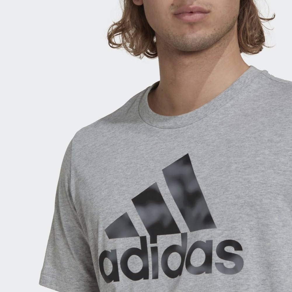adidas Men's Essentials Camouflage Printed Tee, Medium Grey Heather