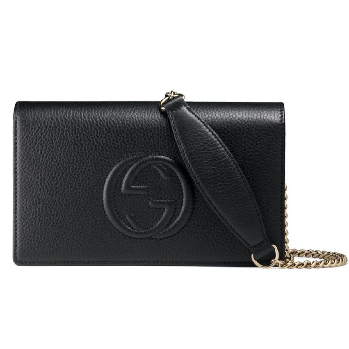 Gucci Soho Mini Black Round Light Gold Disco Zip Italy Leather Handbag Bag New