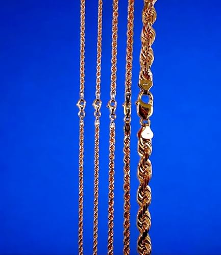 14K Rose Gold SOLID Rope Chain Necklace Bracelet Diamond Cut Men Women Jewelry 2.7g | 2mm | 7 Inches | MADE IN ITALY