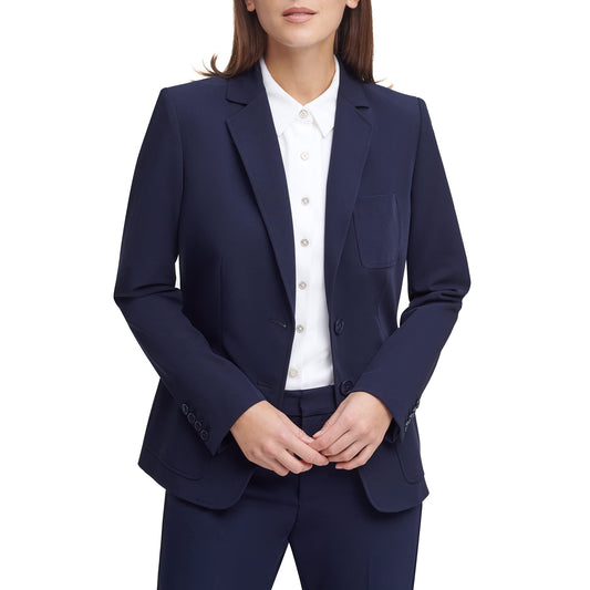 Tommy Hilfiger Women's Work Jacket One Button Blazer Jackets, Midnight, 14
