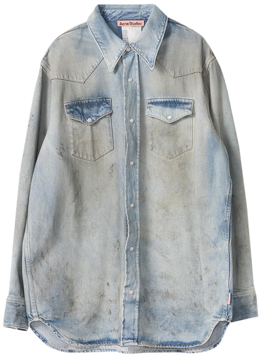 Acne Studios, Karty Distressed Denim Shirt, L, Blue
