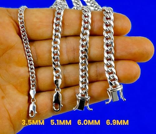 14K White Gold Miami Cuban Necklace Bracelet Chain Link Real Men Women Jewelry 14.7g | 5mm | 20 Inches | MADE IN ITALY