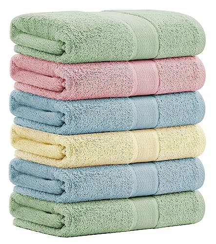 Aibaser Viscose from Bamboo and Cotton Bath Towels Set of 6-27x54 Inch Ultra Soft, Highly Absorbent Large Shower Towels for Bathroom, Spa & Gym