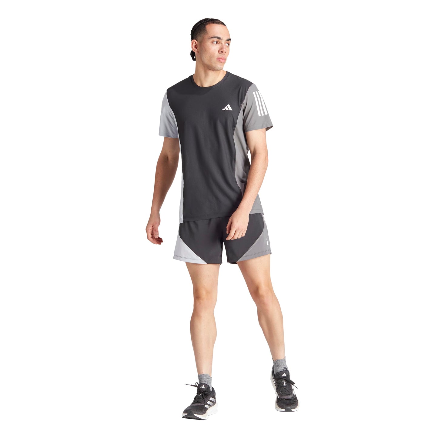 adidas Men's Own The Run Colorblock T-Shirt, Black/Halo Silver/Grey
