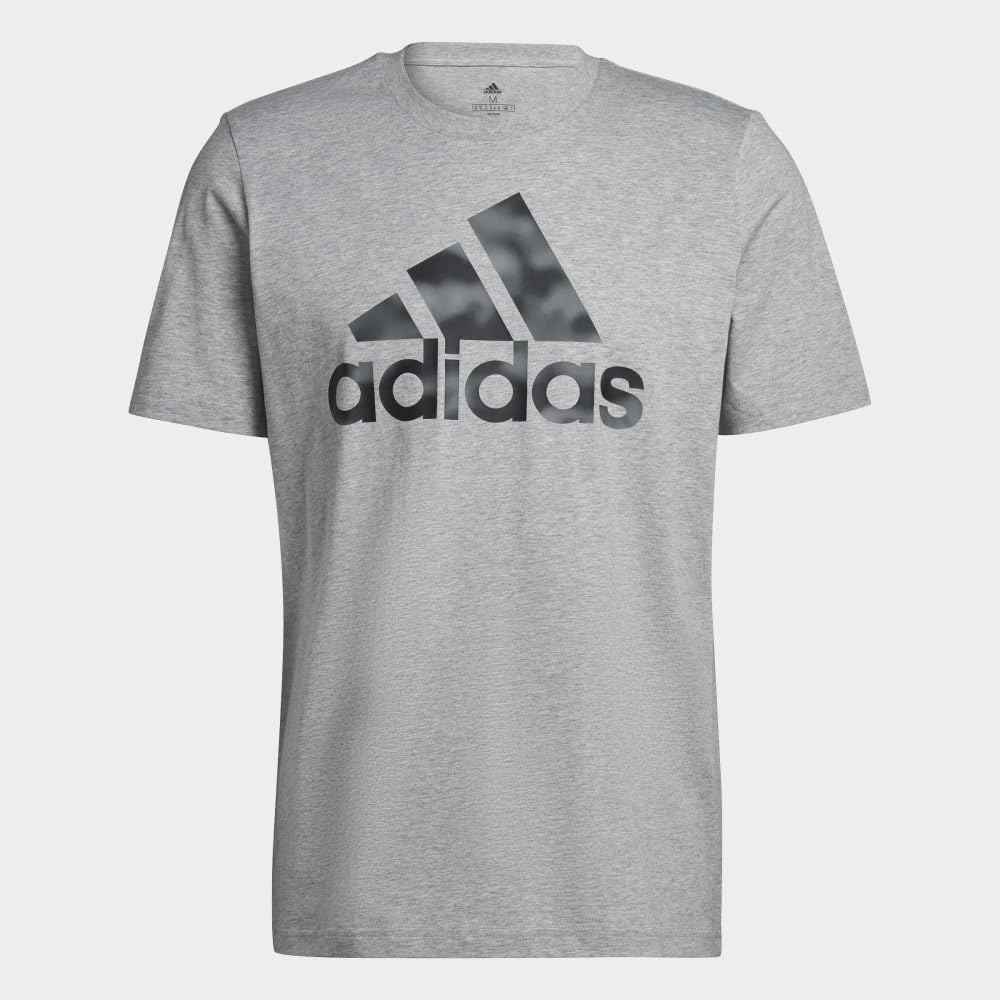 adidas Men's Essentials Camouflage Printed Tee, Medium Grey Heather