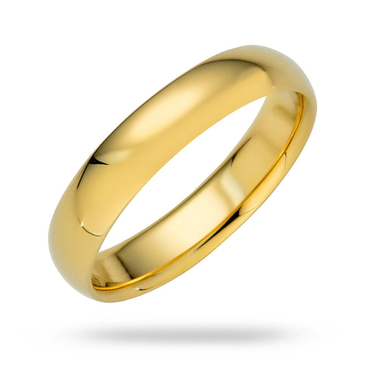 EWB Signature Jewelry Classic 4mm Solid Gold Wedding Band in 14K Yellow Gold, Comfort Fit, Finger Size 15