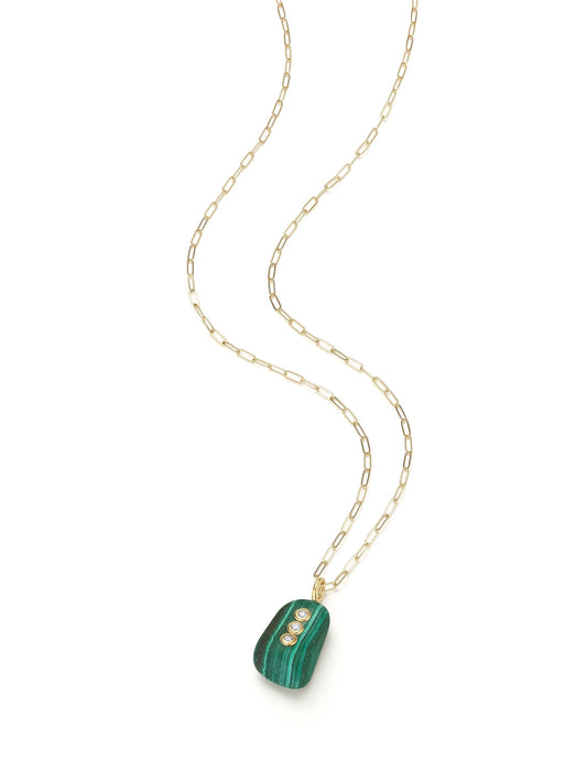 Starburst Malachite Necklace, OS, Gold Vermeil